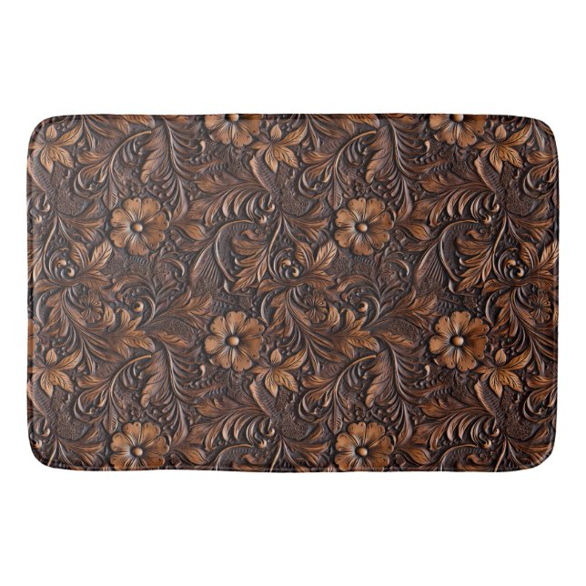 Brown Cowgirl Floral Bath Mat (Front)