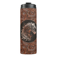 Brown cowgirl floral tooled leather horse head