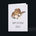 Brown Cowgirl Hat with Pink Flowers Birthday Card<br><div class="desc">Greeting card with a cute design featuring a brown cowgirl hat with pink flowers.</div>