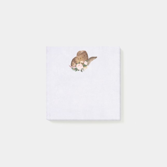 Brown Cowgirl Hat with Pink Flowers Post-it Notes (Front)