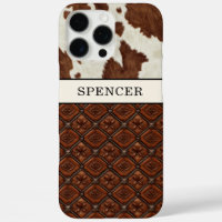 Brown Cowhide and Leather Monogrammed
