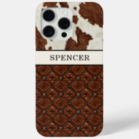 Brown Cowhide and Leather Monogrammed