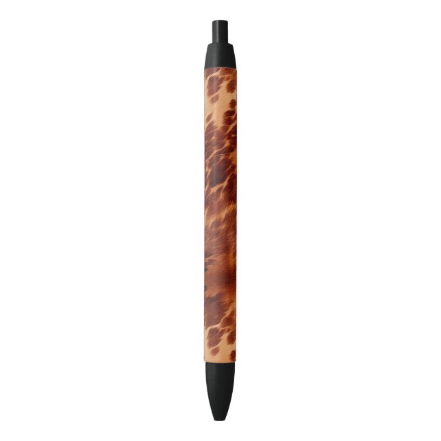 Brown Cowhide Animal Print Black Ink Pen (Front Vertical)