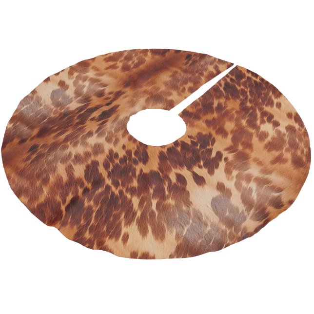 Brown Cowhide Animal Print Brushed Polyester Tree Skirt (Angled)