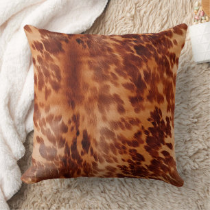 Brown Cowhide Animal Print Cushion