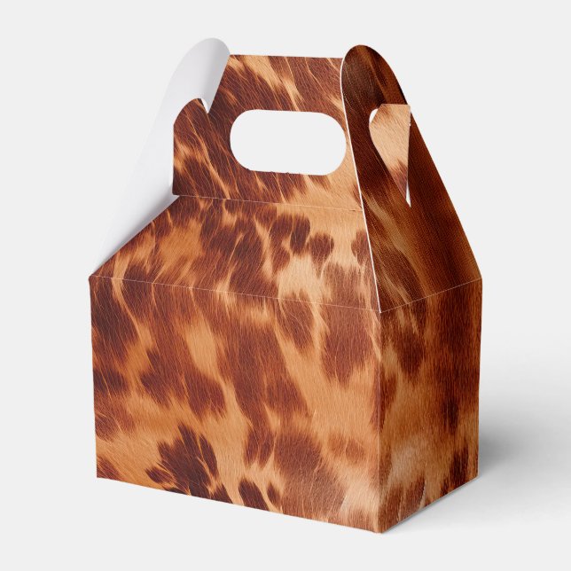 Brown Cowhide Animal Print Favour Box (Front Side)