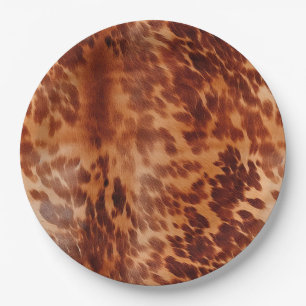 Brown Cowhide Animal Print Paper Plate