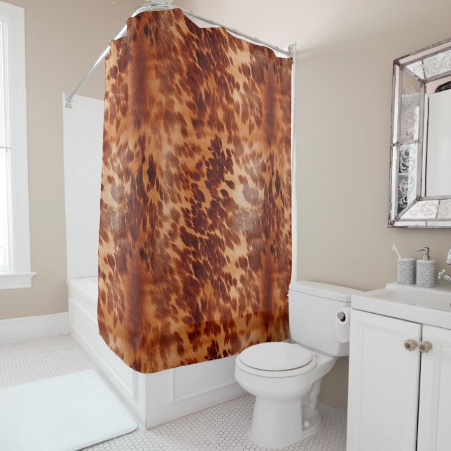 Brown Cowhide Animal Print Shower Curtain (In Situ)