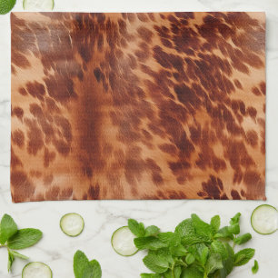 Brown Cowhide Animal Print Tea Towel