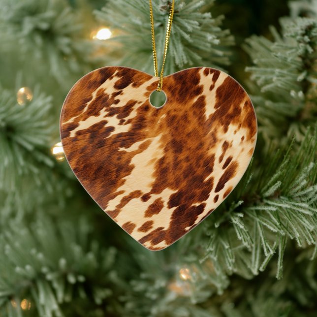 Brown Cowhide Ceramic Ornament (Tree)