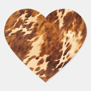 Brown Cowhide Heart Sticker