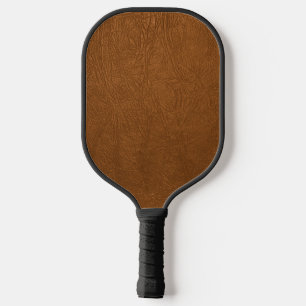 Brown Cowhide Leather Texture Look Pickleball Paddle