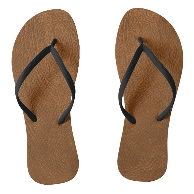 Brown Cowhide Leather Texture Look Thongs (Footbed)