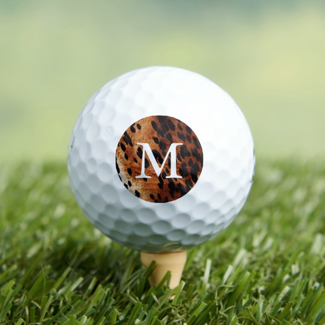Brown Cowhide Monogram Golf Balls (Insitu Tee)