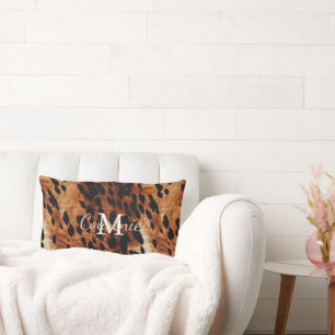 Brown Cowhide Monogram Lumbar Cushion
