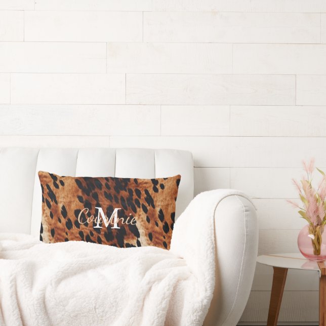 Brown Cowhide Monogram Lumbar Cushion (Couch)