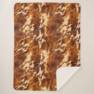 Brown Cowhide Sherpa Blanket