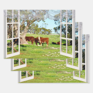 Brown Cows In My Window, Wrapping Paper Sheet