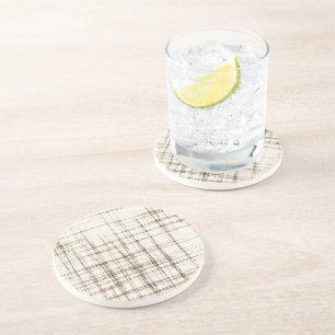 Brown Cream Abstract Stripes Coaster