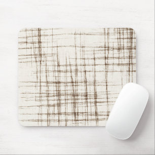Brown Cream Abstract Stripes Mouse Pad