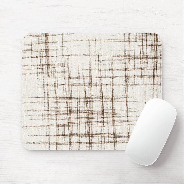 Brown Cream Abstract Stripes Mouse Pad (With Mouse)