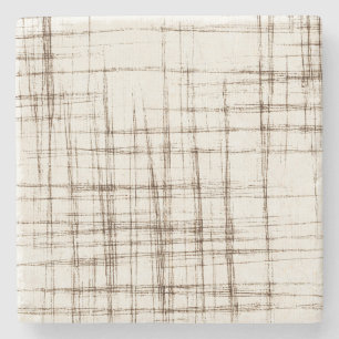 Brown Cream Abstract Stripes Stone Coaster