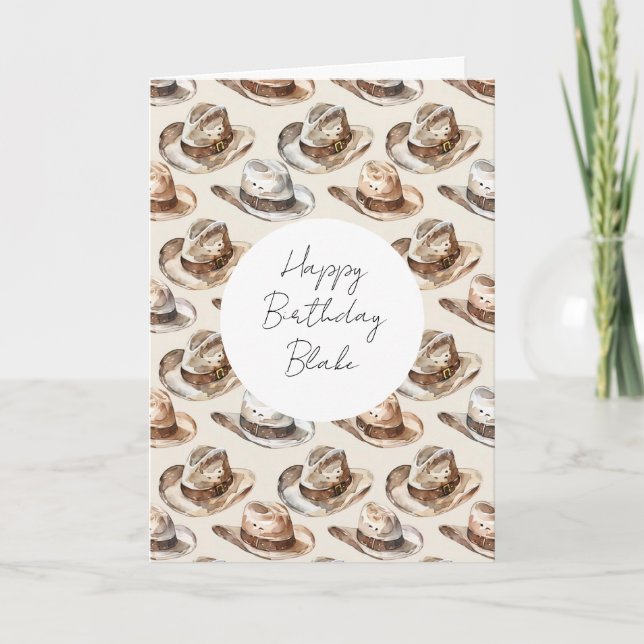 Brown Cream Adventure Hats Birthday Card (Front)