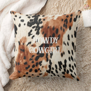 Brown Cream Animal Cowhide Cushion