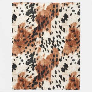 Brown Cream Animal Cowhide Fleece Blanket