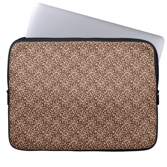 Brown Cream Beige Abstract Pattern Laptop Sleeve (Front)