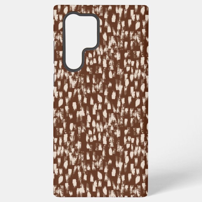 Brown Cream Beige Abstract Pattern Samsung Galaxy S22 Ultra Case (Back)