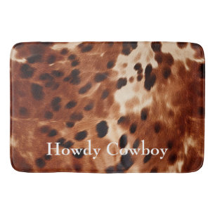 Brown Cream Black Cowhide Bath Mat