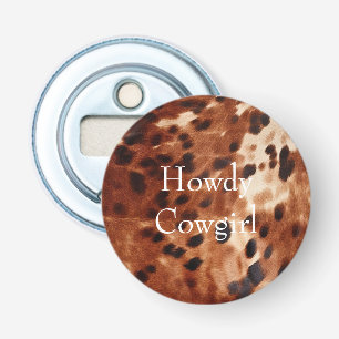 Brown Cream Black Cowhide  Bottle Opener