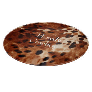 Brown Cream Black Cowhide  Cutting Board