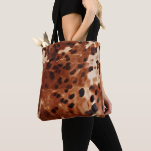 Brown Cream Black Cowhide Tote Bag