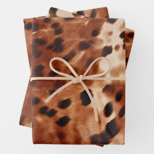 Brown Cream Black Cowhide  Wrapping Paper Sheet
