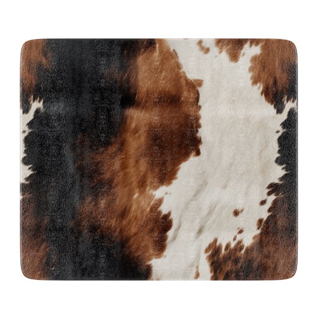 Brown Cream Black Southwest Cowhide Cutting Board (Front)