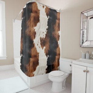 Brown Cream Black Southwest Cowhide Shower Curtain