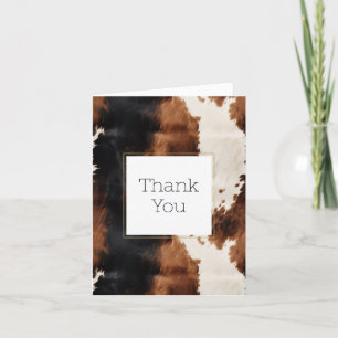 Brown Cream Black Southwest Cowhide Thank You Card