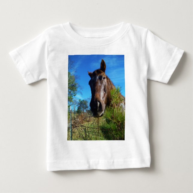 Brown & Cream Coloured Horse blue sky Baby T-Shirt (Front)