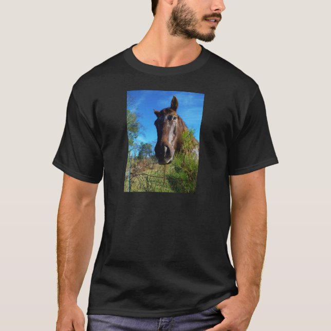 Brown & Cream Coloured Horse blue sky T-Shirt (Front)
