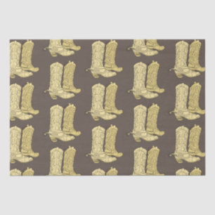 Brown Cream Cowboy Boots Tissue Paper