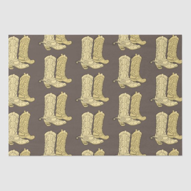 Brown Cream Cowboy Boots Tissue Paper (Front)