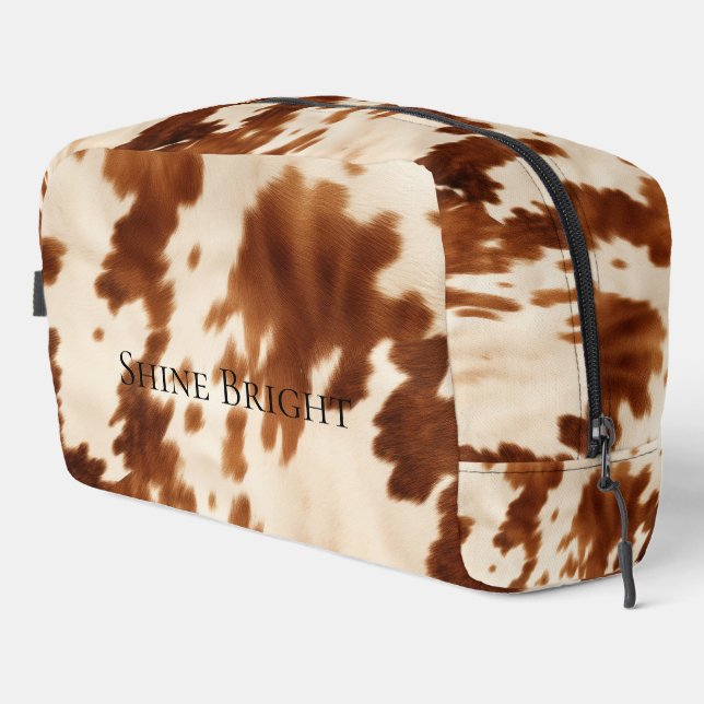 Brown Cream Cowgirl Southwest Cowhide Dopp Kit (Right Corner)
