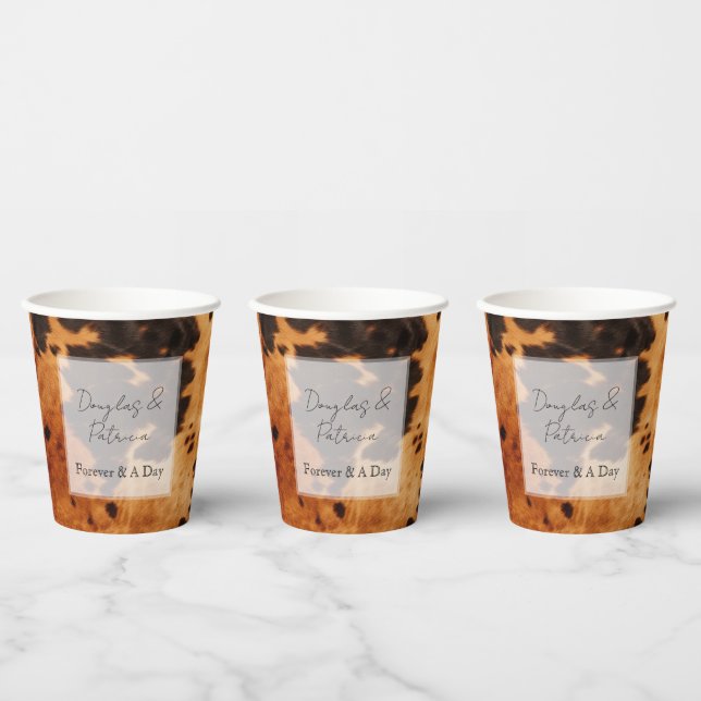 Brown Cream Cowhide Wedding Paper Cups (Multi)