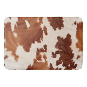 Brown Cream Cowhide Western Bath Mat