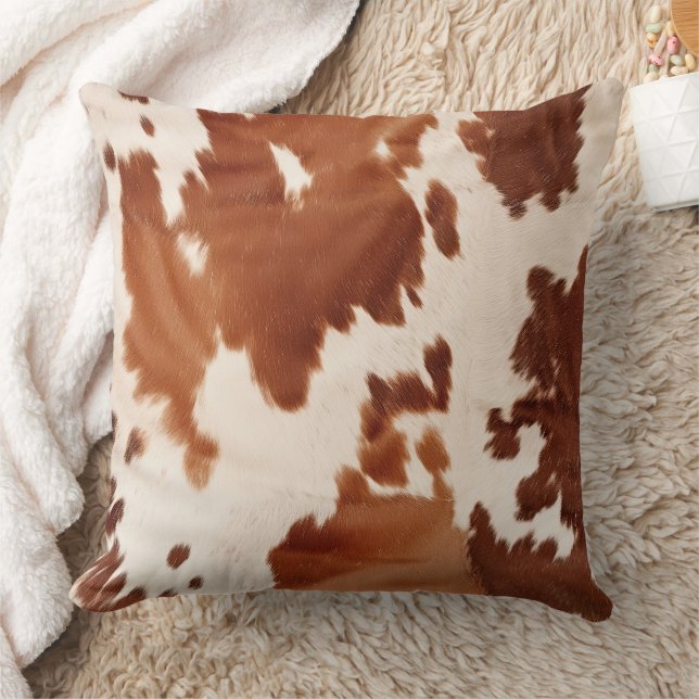 Brown Cream Cowhide Western Cushion (Blanket)