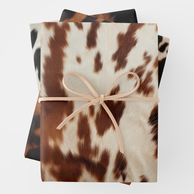 Brown Cream Cowhide Wrapping Paper Sheet (In situ)