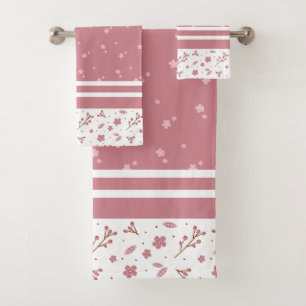 Brown Cream Floral Mandala Star Seamless Pattern Bath Towel Set