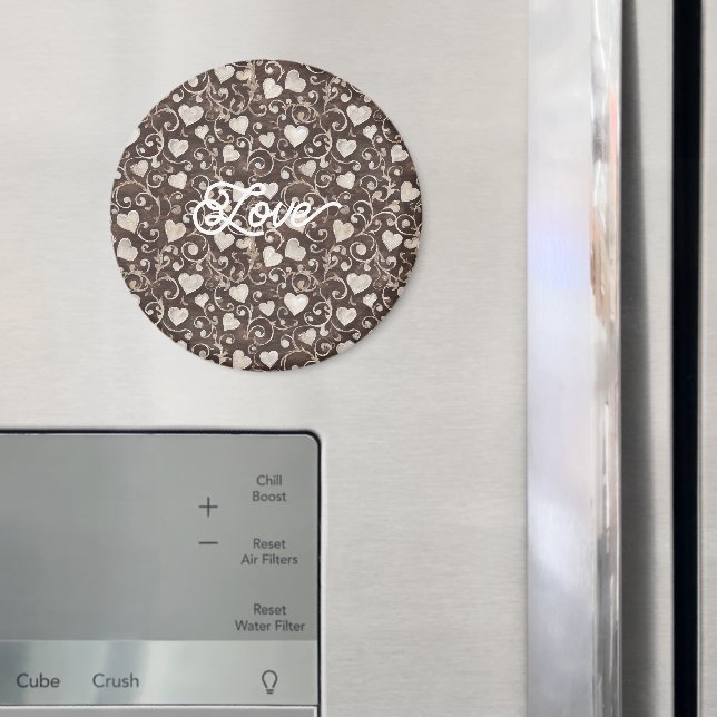 Brown Cream Hearts Magnet (In Situ (Fridge))
